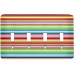 Retro Horizontal Stripes Light Switch Cover (4 Toggle Plate)