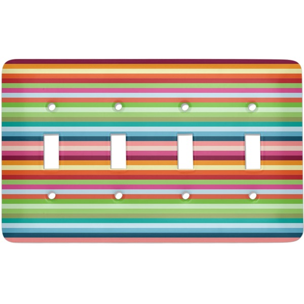 Custom Retro Horizontal Stripes Light Switch Cover (4 Toggle Plate)