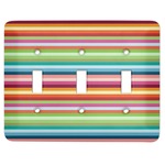 Retro Horizontal Stripes Light Switch Cover (3 Toggle Plate)