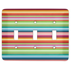 Retro Horizontal Stripes Light Switch Cover (3 Toggle Plate)