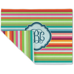 Retro Horizontal Stripes Double-Sided Linen Placemat - Single w/ Monogram