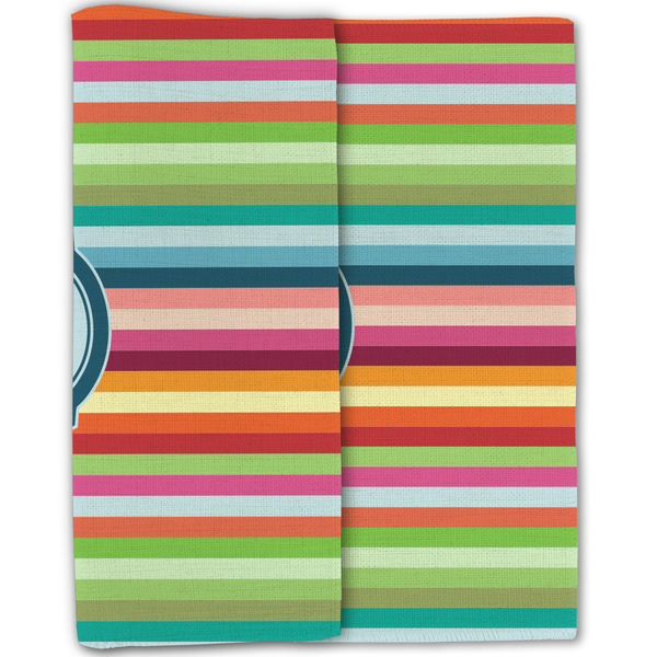 Retro Horizontal Stripes Linen Placemat - Folded Half (double sided)