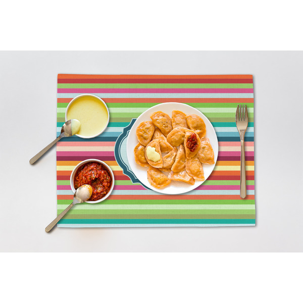 Retro Horizontal Stripes Linen Placemat - Lifestyle (single)