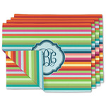 Retro Horizontal Stripes Linen Placemat w/ Monogram