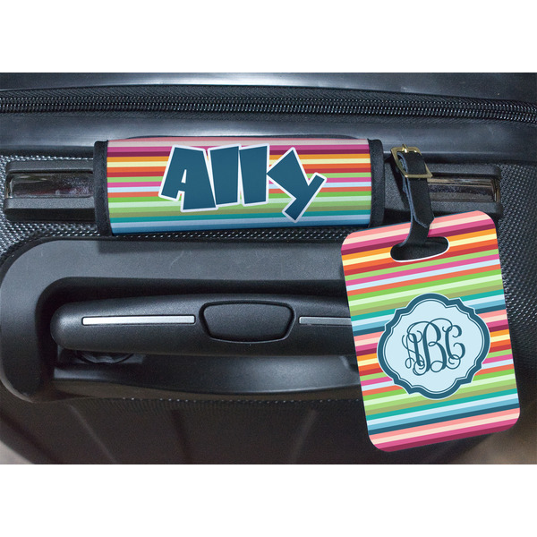 Retro Horizontal Stripes Luggage Wrap & Tag
