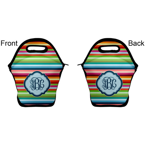 Retro Horizontal Stripes Lunch Bag - Front and Back