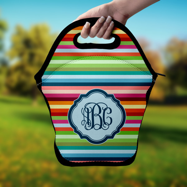 Retro Horizontal Stripes Lunch Bag - Hand