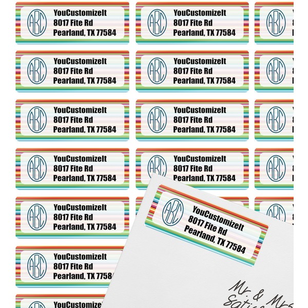 Retro Horizontal Stripes Mailing Label on Envelope - Multiple Labels