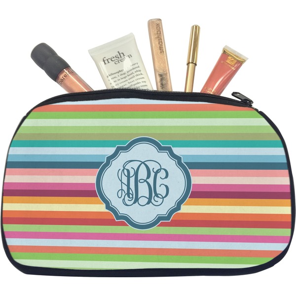 Custom Retro Horizontal Stripes Makeup / Cosmetic Bag - Medium (Personalized)