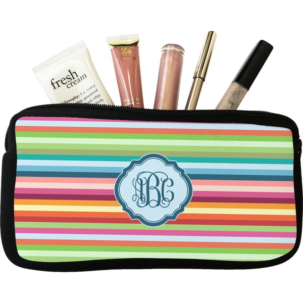 Custom Retro Horizontal Stripes Makeup / Cosmetic Bag (Personalized)