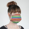 Retro Horizontal Stripes Mask - Quarter View on Girl
