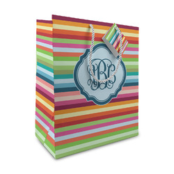 Retro Horizontal Stripes Medium Gift Bag (Personalized)