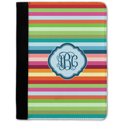 Retro Horizontal Stripes Notebook Padfolio - Medium w/ Monogram