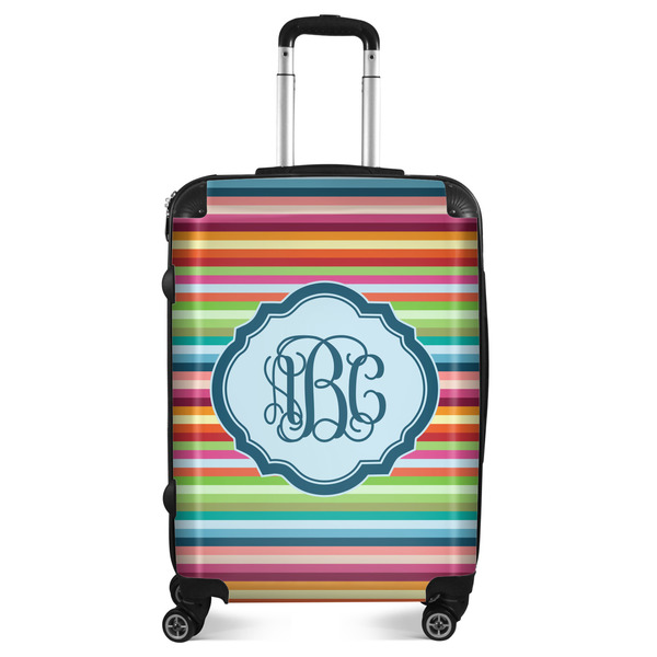 Custom Retro Horizontal Stripes Suitcase - 24" Medium - Checked (Personalized)