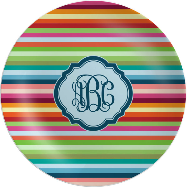 Custom Retro Horizontal Stripes Melamine Plate - 10" (Personalized)