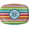 Retro Horizontal Stripes Melamine Platter w/ Monogram