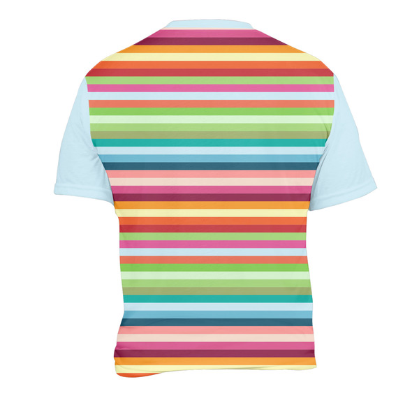 Retro Horizontal Stripes Men's Crew Neck T Shirt Medium - Back
