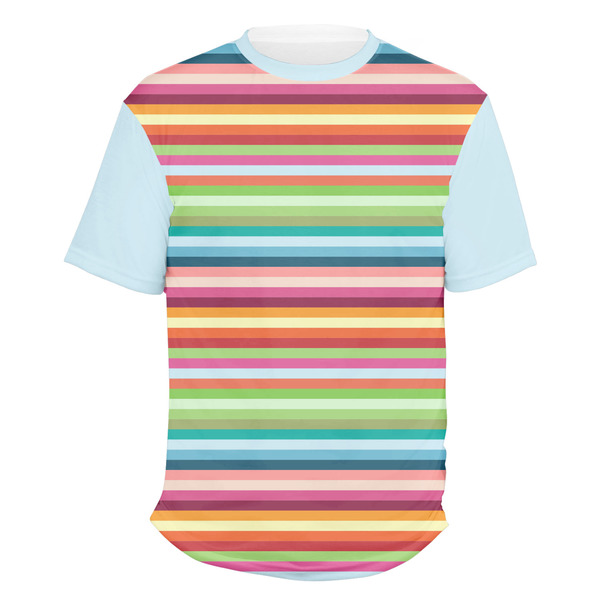 Custom Retro Horizontal Stripes Men's Crew T-Shirt - Medium