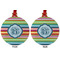 Retro Horizontal Stripes Metal Ball Ornament - Front and Back