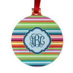 Retro Horizontal Stripes Metal Ball Ornament - Double Sided w/ Monogram