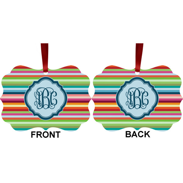 Retro Horizontal Stripes Metal Benilux Ornament - Front and Back (APPROVAL)