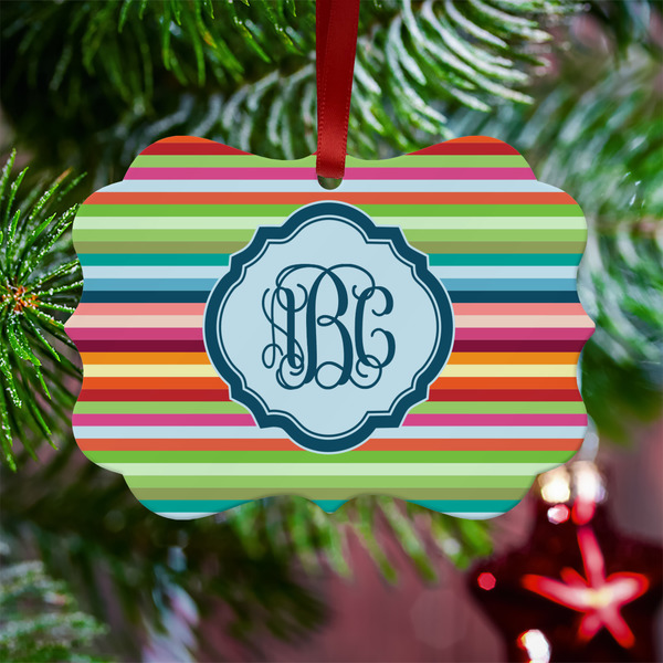 Retro Horizontal Stripes Metal Benilux Ornament - Lifestyle