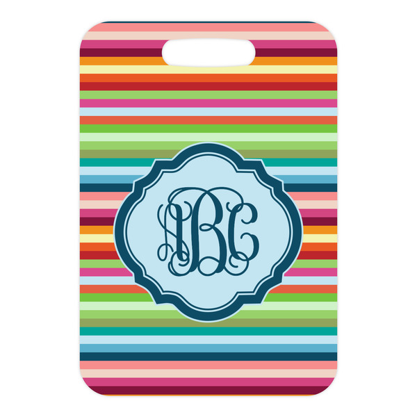 Retro Horizontal Stripes Metal Luggage Tag - Front Without Strap