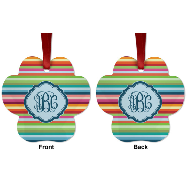 Retro Horizontal Stripes Metal Paw Ornament - Front and Back