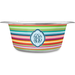 Retro Horizontal Stripes Stainless Steel Dog Bowl - Small (Personalized)