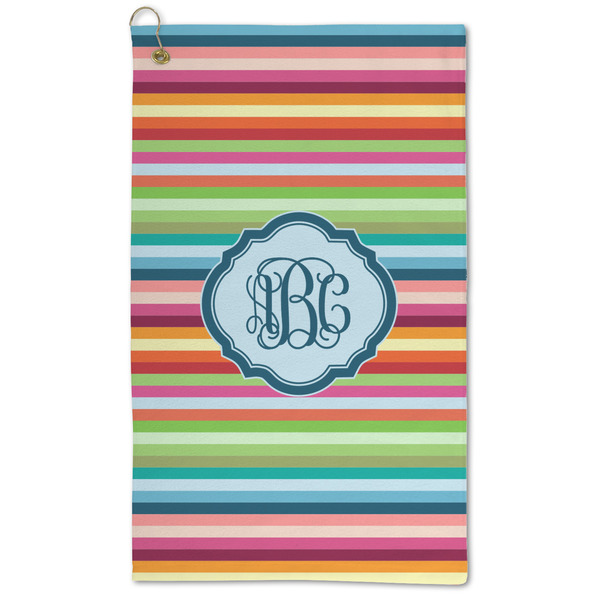 Custom Retro Horizontal Stripes Microfiber Golf Towel - Large (Personalized)