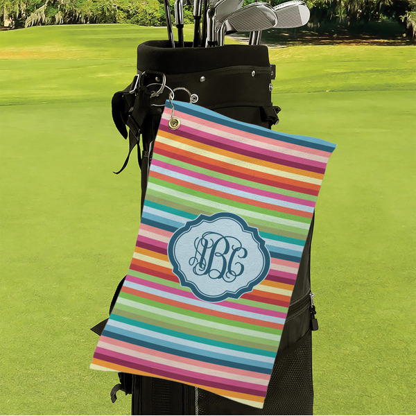 Retro Horizontal Stripes Microfiber Golf Towels - Small - LIFESTYLE