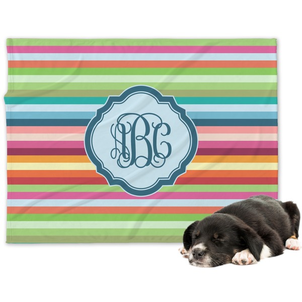 Custom Retro Horizontal Stripes Dog Blanket (Personalized)