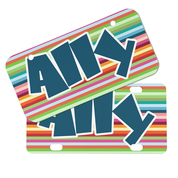 Retro Horizontal Stripes Mini License Plates - MAIN (4 and 2 Holes)