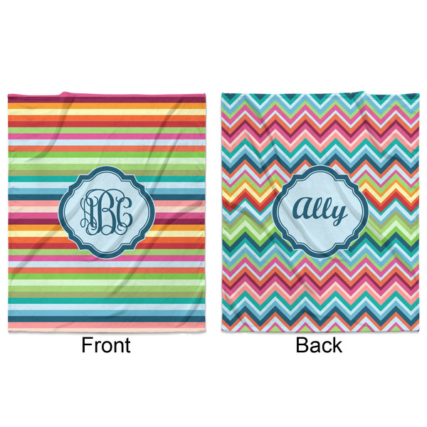 Retro Horizontal Stripes Minky Blanket - 50"x60" - Double Sided - Front & Back