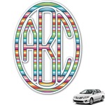 Retro Horizontal Stripes Monogram Car Decal (Personalized)