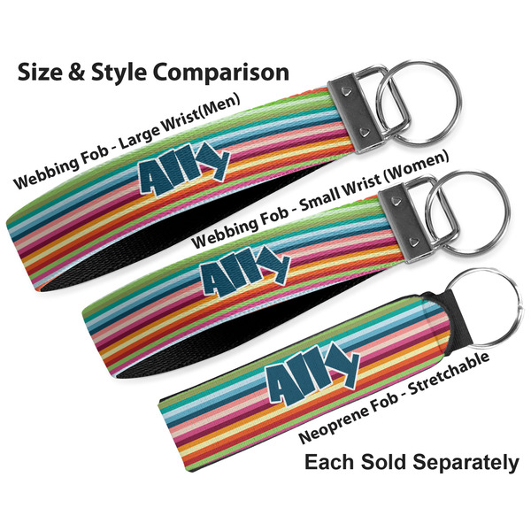 Retro Horizontal Stripes Multiple Key Ring comparison sizes