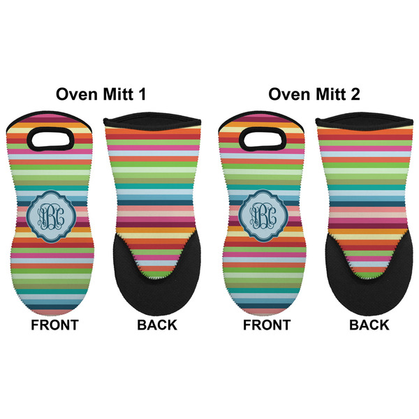 Retro Horizontal Stripes Neoprene Oven Mitt - Set of 2 - Approval