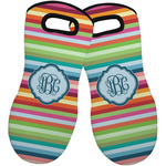 Retro Horizontal Stripes Neoprene Oven Mitts - Set of 2 w/ Monogram