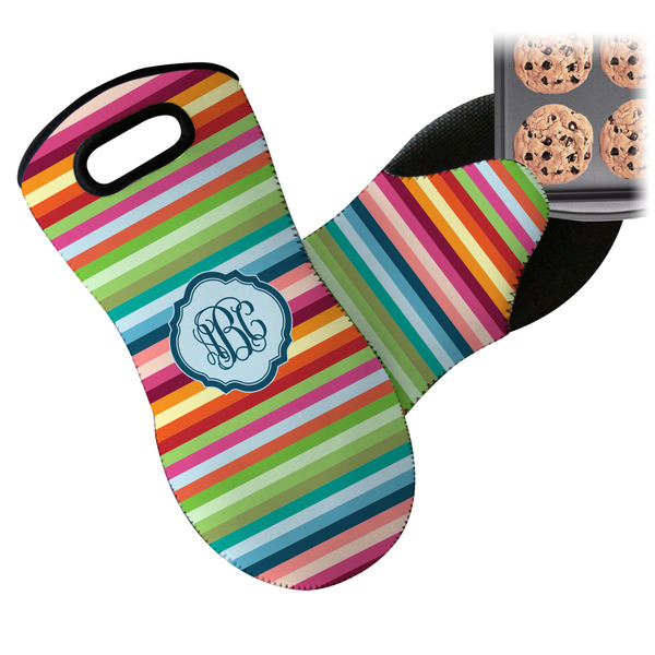 Retro Horizontal Stripes Neoprene Oven Mitt
