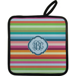 Retro Horizontal Stripes Pot Holder w/ Monogram