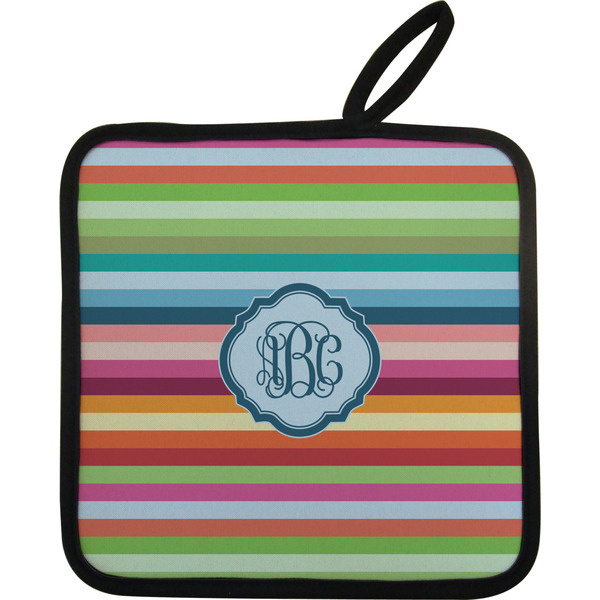 Custom Retro Horizontal Stripes Pot Holder w/ Monogram