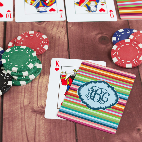 Retro Horizontal Stripes On Table with Poker Chips