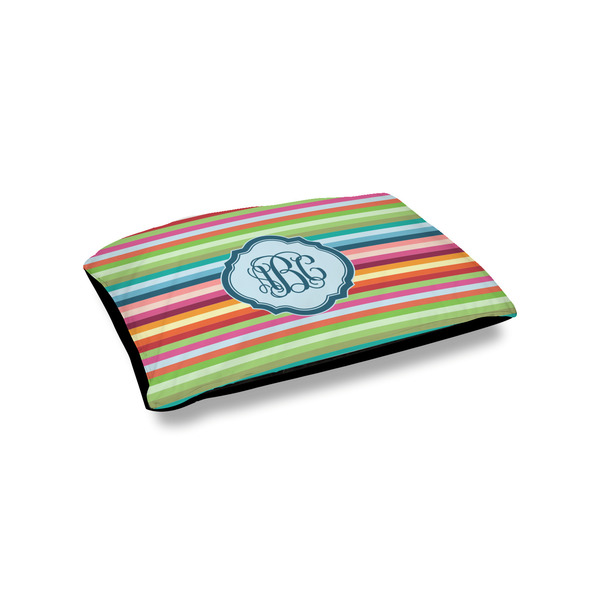 Custom Retro Horizontal Stripes Outdoor Dog Bed - Small (Personalized)