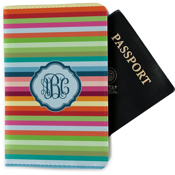 Custom Retro Horizontal Stripes Passport Holder - Fabric (Personalized)