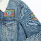 Retro Horizontal Stripes Patches Lifestyle Jean Jacket Detail