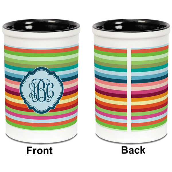 Retro Horizontal Stripes Pencil Holder - Black - approval