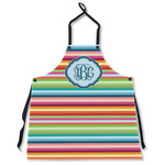 Retro Horizontal Stripes Apron Without Pockets w/ Monogram