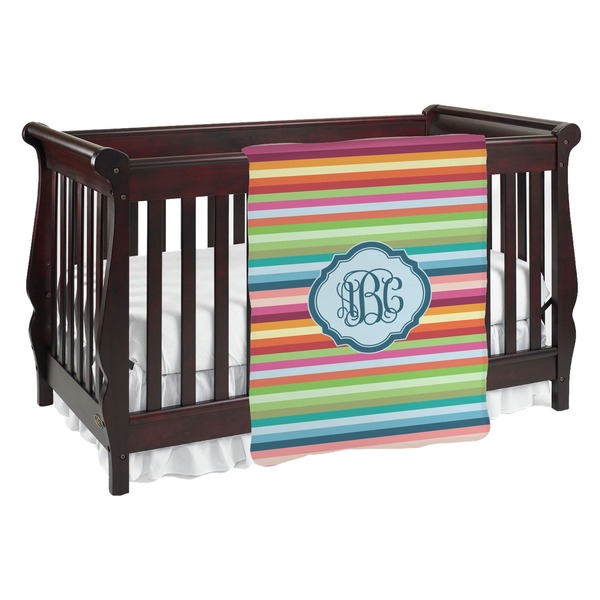 Custom Retro Horizontal Stripes Baby Blanket (Personalized)