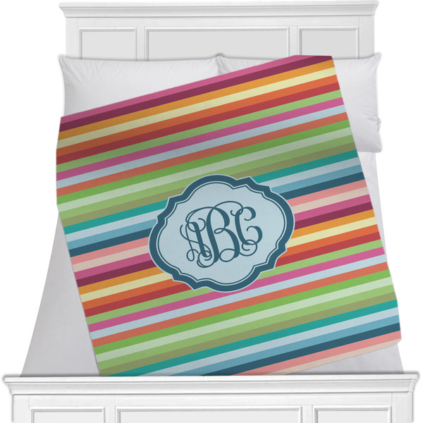Custom Retro Horizontal Stripes Minky Blanket (Personalized)
