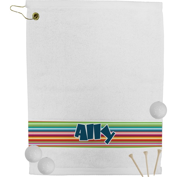 Custom Retro Horizontal Stripes Golf Bag Towel (Personalized)